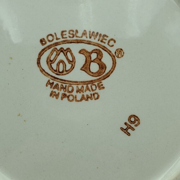 Polish Pottery Peacock Leaves Salad Plate Peacock Dessert Plate Bread Plate - Picture 5 of 5